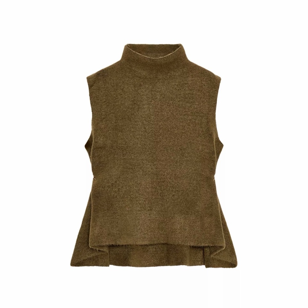 ZARA ASYMMETRIC KNIT TOP WITH SIDE APPLIQUÉS